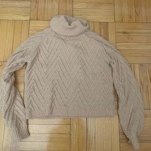 yellowish-tan cropped turtleneck knitted sweater size small